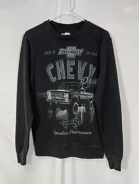 Chevrolet Men’s Black 'Chevy Power' Graphic Sweatshirt Size Small Truck Winter